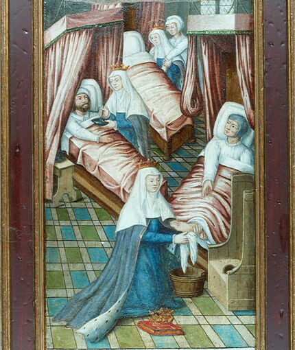 Die heilige Elisabeth pflegt Kranke, niederländisch/flämisch (?), Mitte/Ende 16. Jh