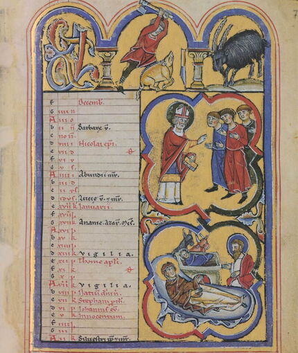 Abb. 2: Elisabethpsalter (Faksmilie), Monat Dezember im Kalendarium