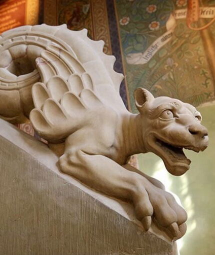 Der Drache an der Treppe der Sängerlaube. Konrad Knoll nach einem Entwurf von Hugo von Ritgen, 1852