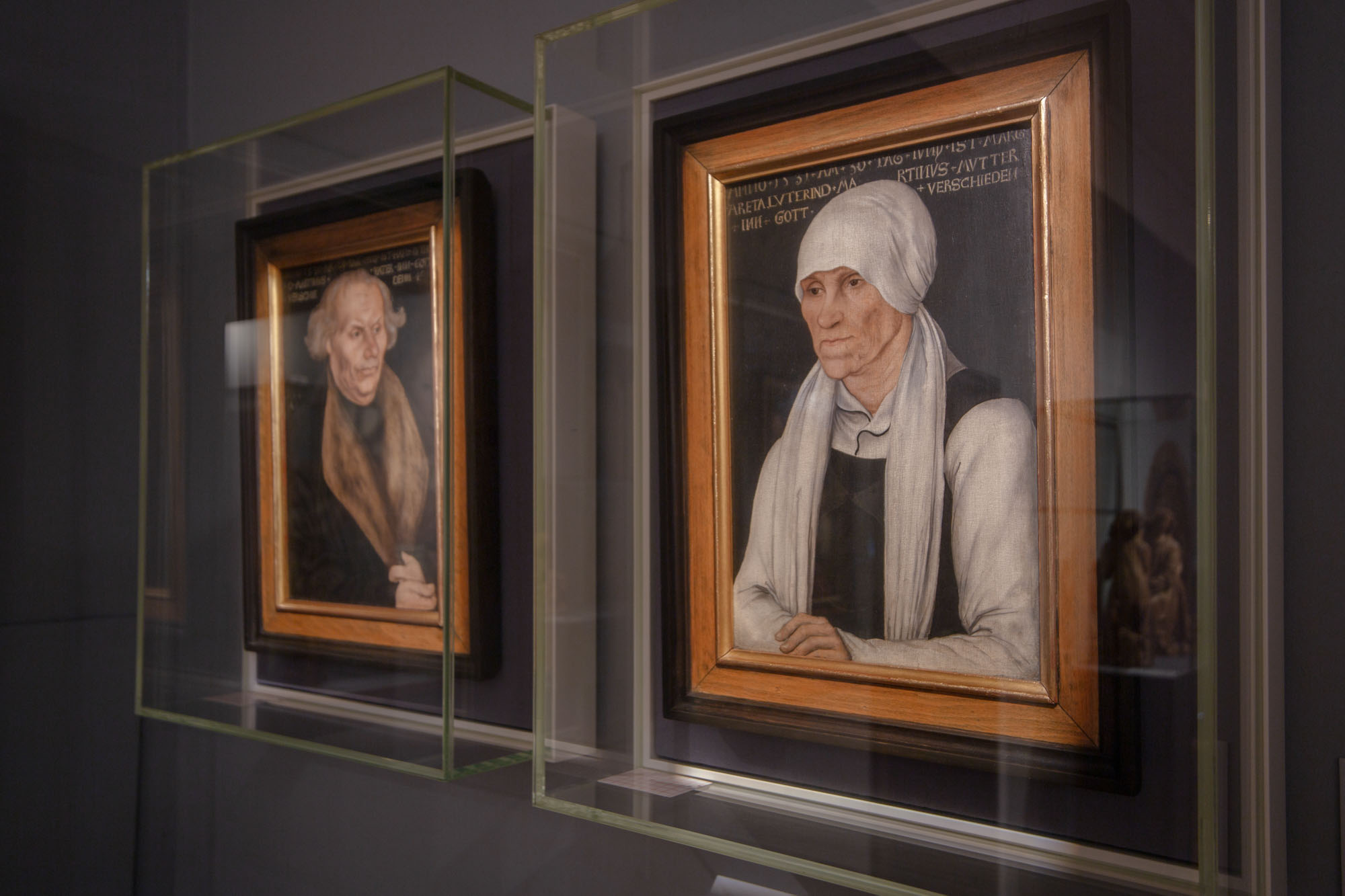 Porträts von Hans und Margarete Luther wahrscheinlich 1527 von Lucas Cranach d. Ä. gemalt